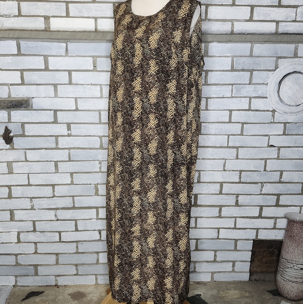 •Vintage MPH Collection Dress Women's Size 2X 90s Animal Print Midi Length Shift - Picture 1 of 10